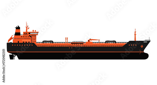 Stylized Isolated Oil Tanker Vector Illustration
