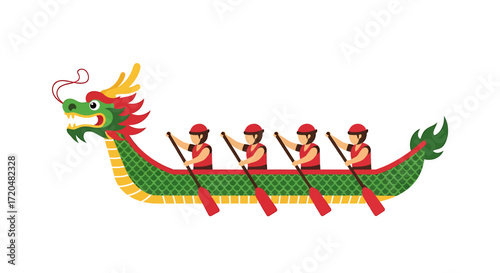 Dragon Boat Race Cartoon Vector Illustration
