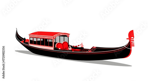 Venetian Gondola Vector Illustration on White Background