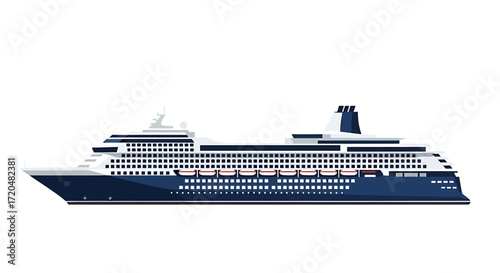 Vector Illustration of a Modern Cruise Ship on White Background