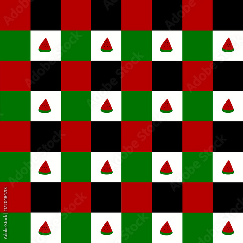 green and red checkered pattern. Illustration background gingham watermelon 