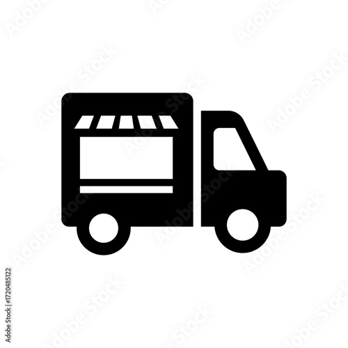 Food truck simple icon. Street food vehicle vector illustration in flat style. Ice cream van. Pictogram for apps and web sites, infographics, logo.