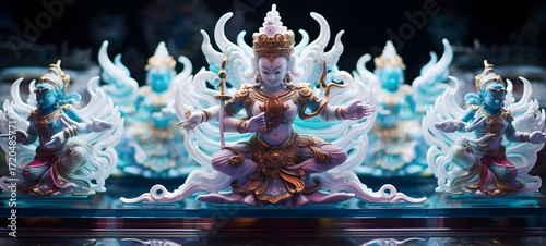 Ethereal White Garuda Miniatures: A Surreal Close-Up Tiny figures from life white garuda, ai generative