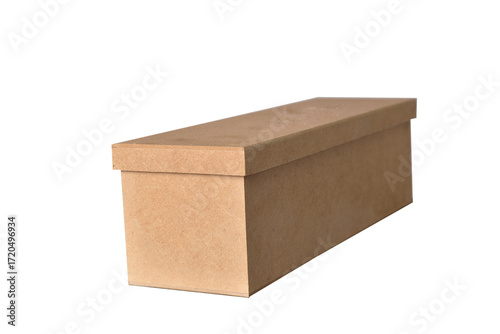 small wooden box for object holder with sliding cover isolated on white background