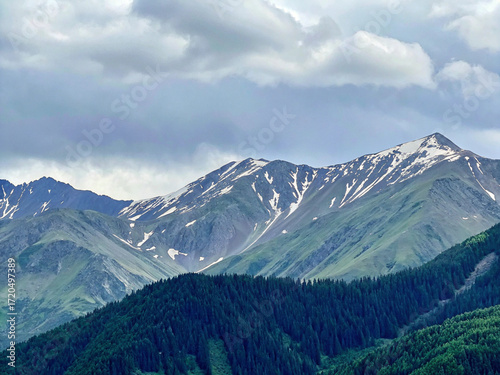 Wallpaper Mural mountains and clouds. mountain, landscape, mountains, sky, nature, snow, alps, forest, clouds, view, peak, summer, travel, tree, trees, austria Torontodigital.ca