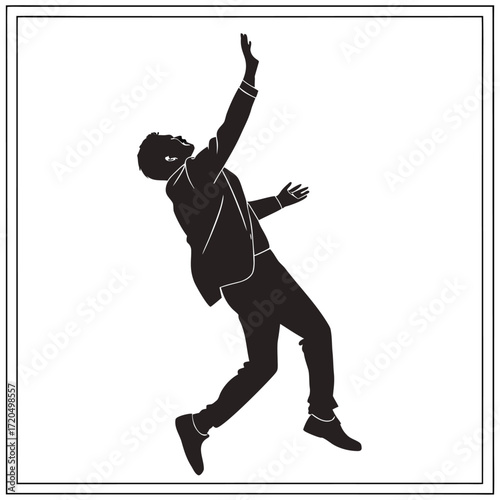 Magician performing levitation silhouette