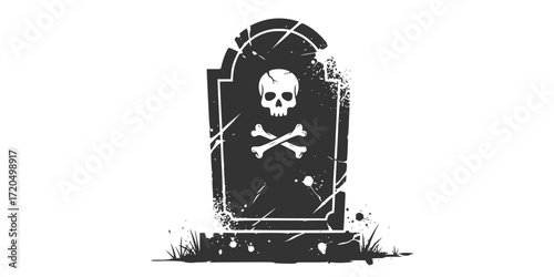 Grunge black and white tombstone illustration