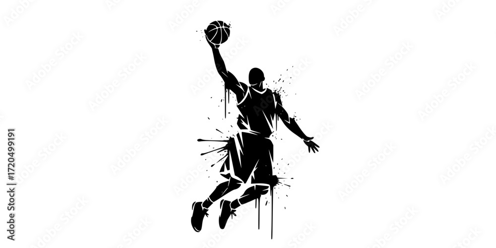 Fototapeta premium basketball stencil set in black and white 