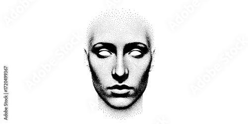 Surreal face with starry stipple effect