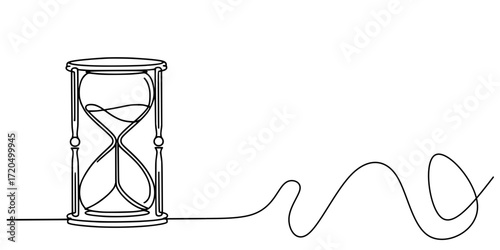 Flow of Time: A Minimalist Hourglass, A continuous line drawing of an hourglass, symbolizing the passage of time with flowing sand and elegant curves