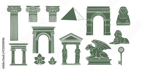 Ancient architectural elements stencil collection