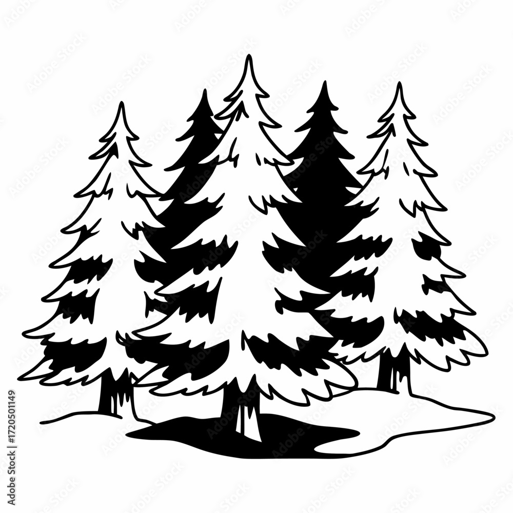 Obraz premium vector illustration of christmas trees