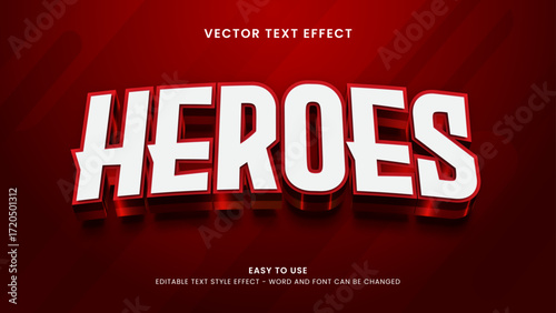editable text effect heroes 3d style premium vector