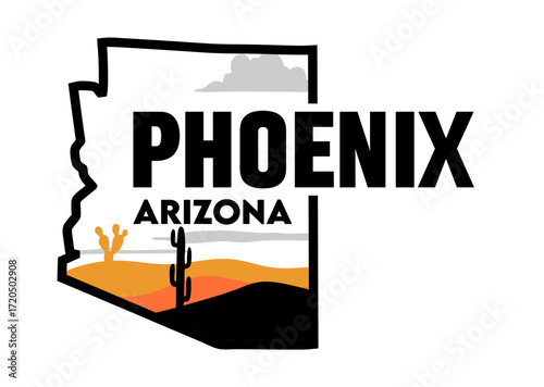 Phoenix Arizona with cactus silhouettes and beautiful views