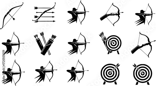 Bow icon vector set. archer illustration sign collection. archery symbol. bowman logo.
