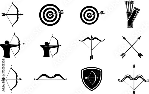Bow icon vector set. archer illustration sign collection. archery symbol. bowman logo.
