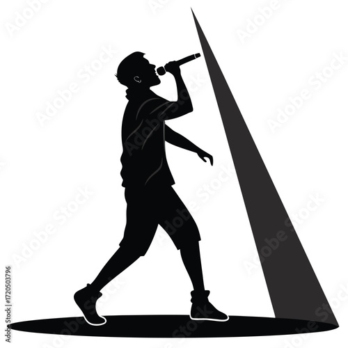 Singer with spotlight silhouette