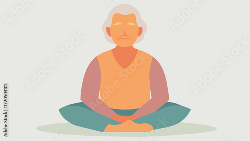 A senior citizen immersing themselves in the meditative practice of watercolor painting patiently layering subtle hues and delicate brushstrokes onto their canvas. The focus and. Vector illustration