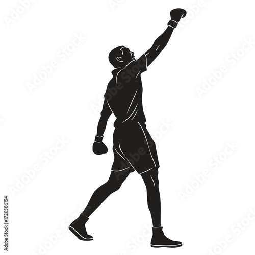 Boxer raising fists silhouette
