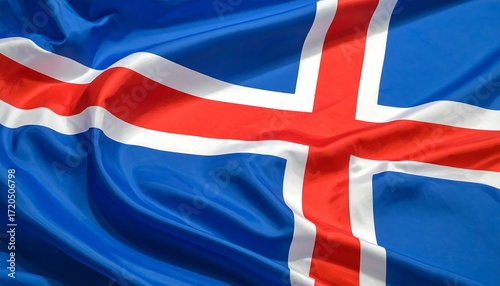 Waving Iceland flag close-up