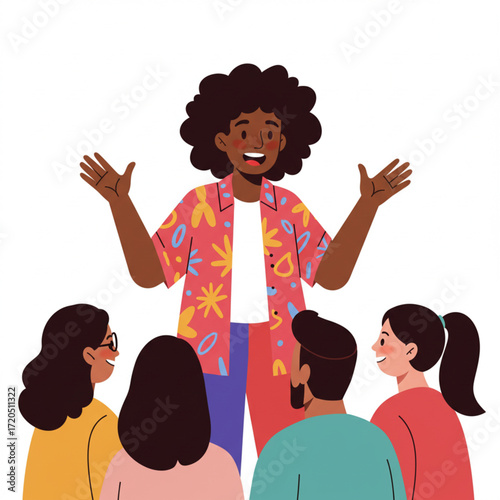 leader captivating a diverse audience with an inspiring presentation