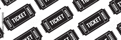seamless admission ticket vector background repeat black and white pattern for party event and promotional design