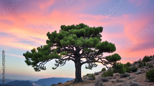 the majestic Pino Loricato (Bosnian pine) a millennial age tree in the Pollino National Park. Pinus heldreichii, leucodermis. Calabria and Basilicata, Italy