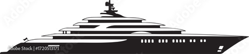luxury multi deck yacht silhouette vector modern superyacht side profile for marine design and travel branding