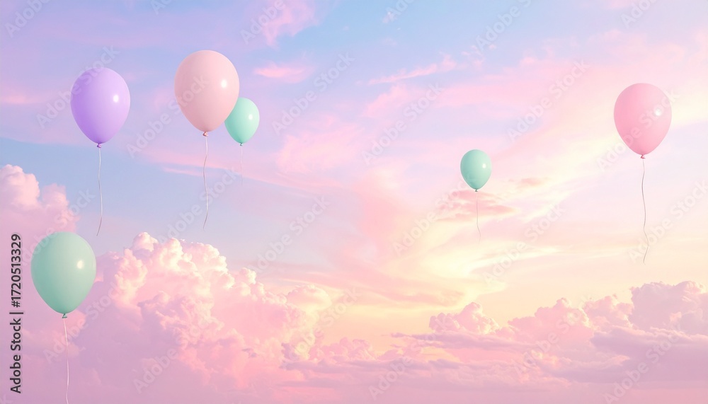Fototapeta premium Pastel Sky with Balloons 6