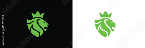 regal lion emblem logo split background adaptable vector for premium brand identity