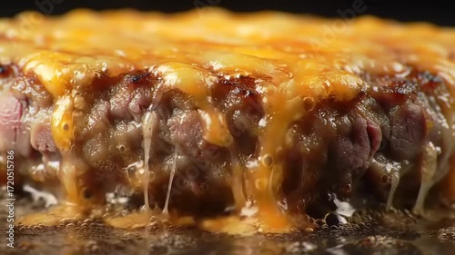 Juicy Cheeseburger Sizzling Closeup.