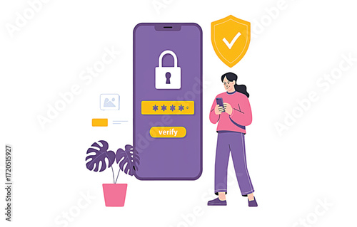 Secure mobile login and two-factor authentication concept, preventing unauthorized access, data breach, or system no response errors