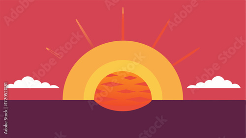 A sunrise over a distant horizon representing the potential for growth and progress in treating and preventing brain disorders.. Vector illustration