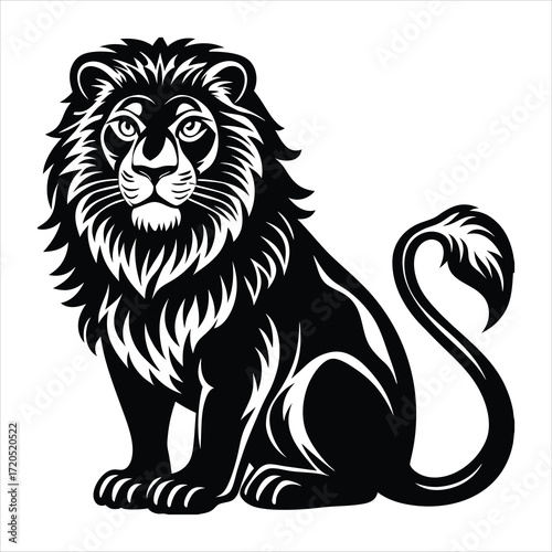 Sitting lion looking awesome