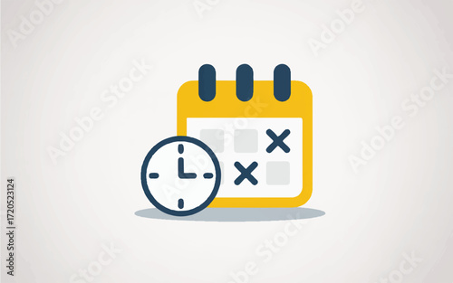 Calendar Icon With Clock And Marked Days On White Background time schedule