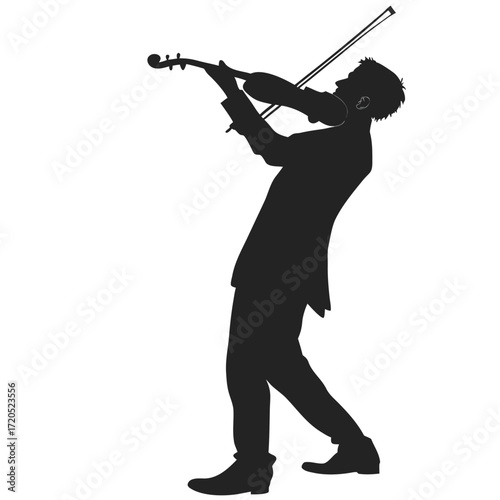 Violinist lifting bow silhouette