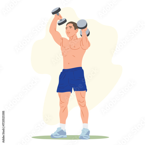 Working out man training legs and core ab workout.