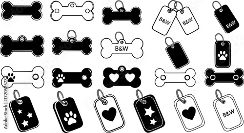 Bone tag icon vector set. Dog tag illustration sign collection. Tag symbol or logo.
