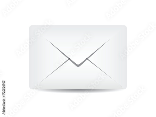 Closed envelope with shadow, unfold envelope for email marketing. Confirmation letter in flat design isolated white background