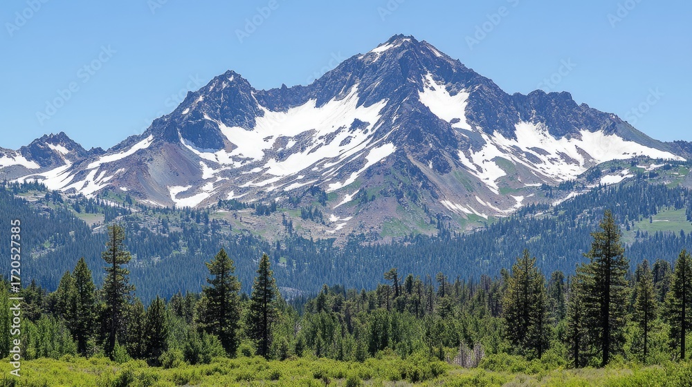 Fototapeta premium snowy mountain scenery decorated with someone climbing