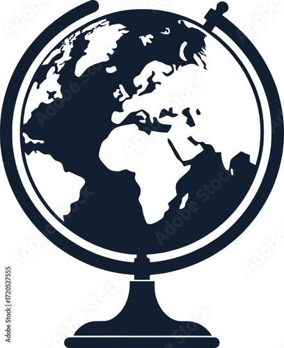 Solid black globe glyph style icon