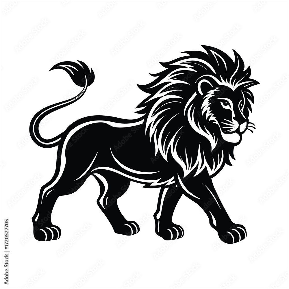 Fototapeta premium Lion walking Illustration