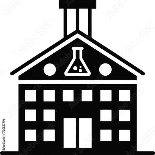 Flat style laboratory building icon design