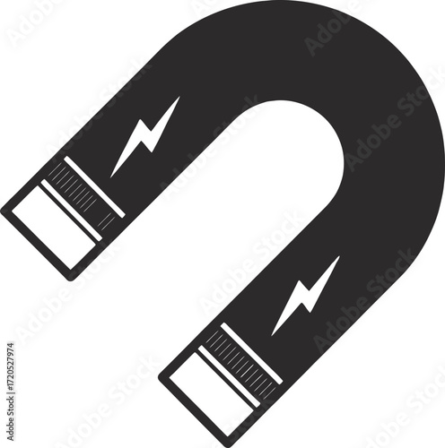 Solid black magnet glyph style icon