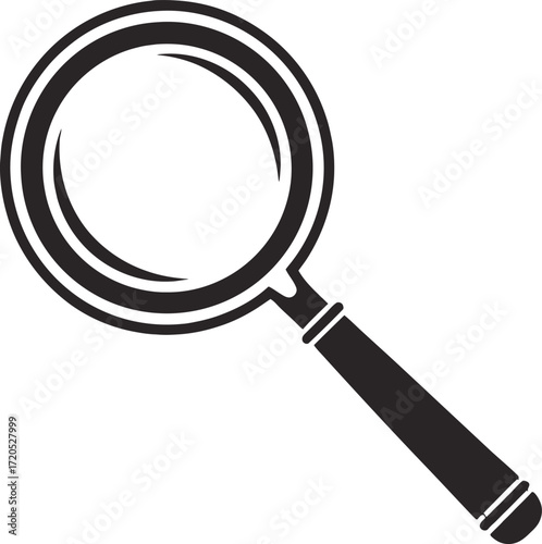 Solid magnifying glass glyph style icon