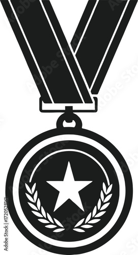 Solid black a flat medal glyph style icon