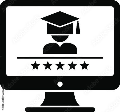 Online course screen glyph style icon design
