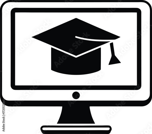 Online course screen glyph style icon