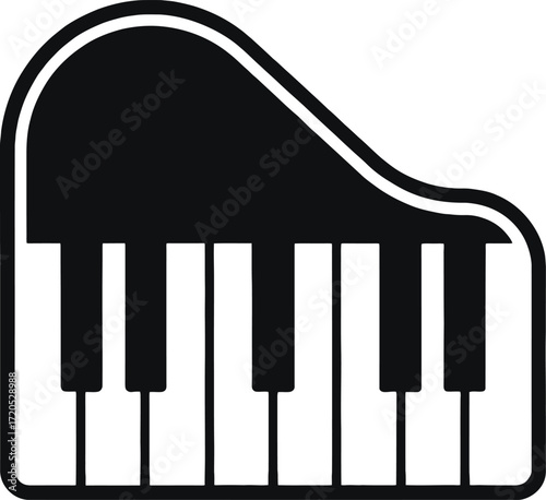 Solid black piano keys glyph style icon