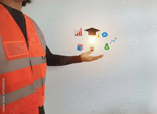 real estate agent holding house